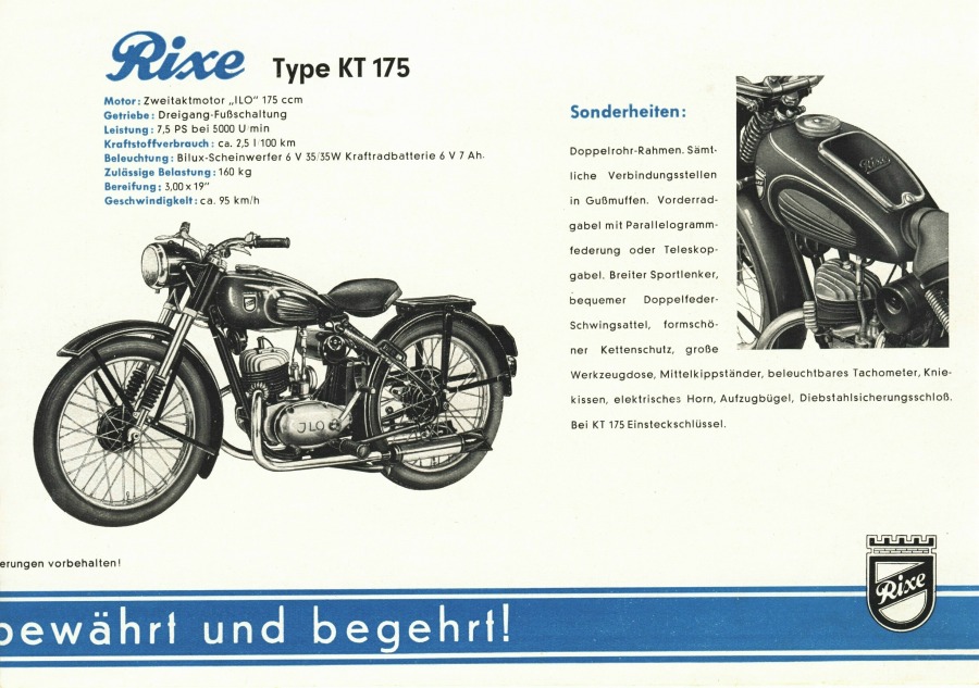 Rixe-Boy mit ILO-Motor Werbeblatt - Velopedia